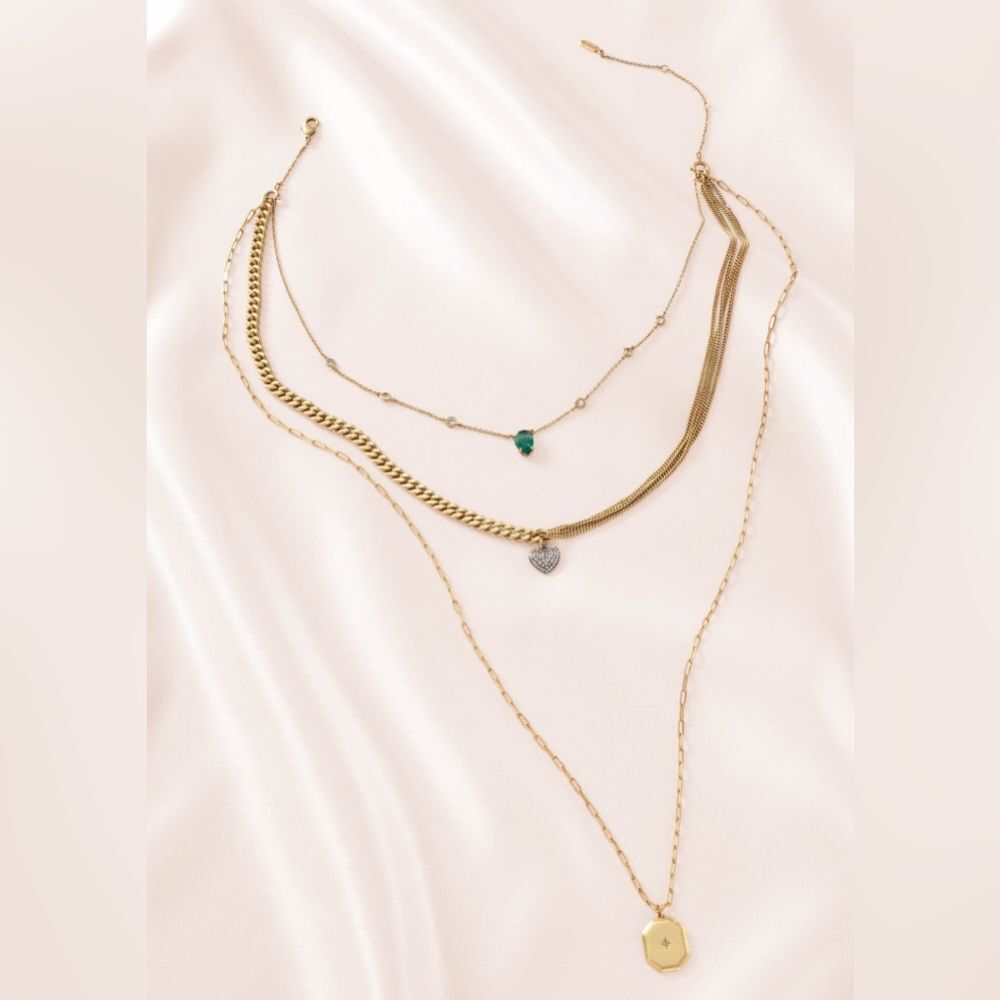 Stella & Dot Layered Heirloom Necklace Gold Tone, EUC